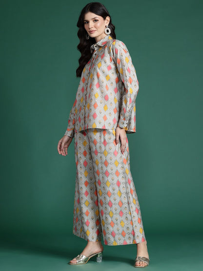 Dhiyona IE Printed Shirt With Palazzos