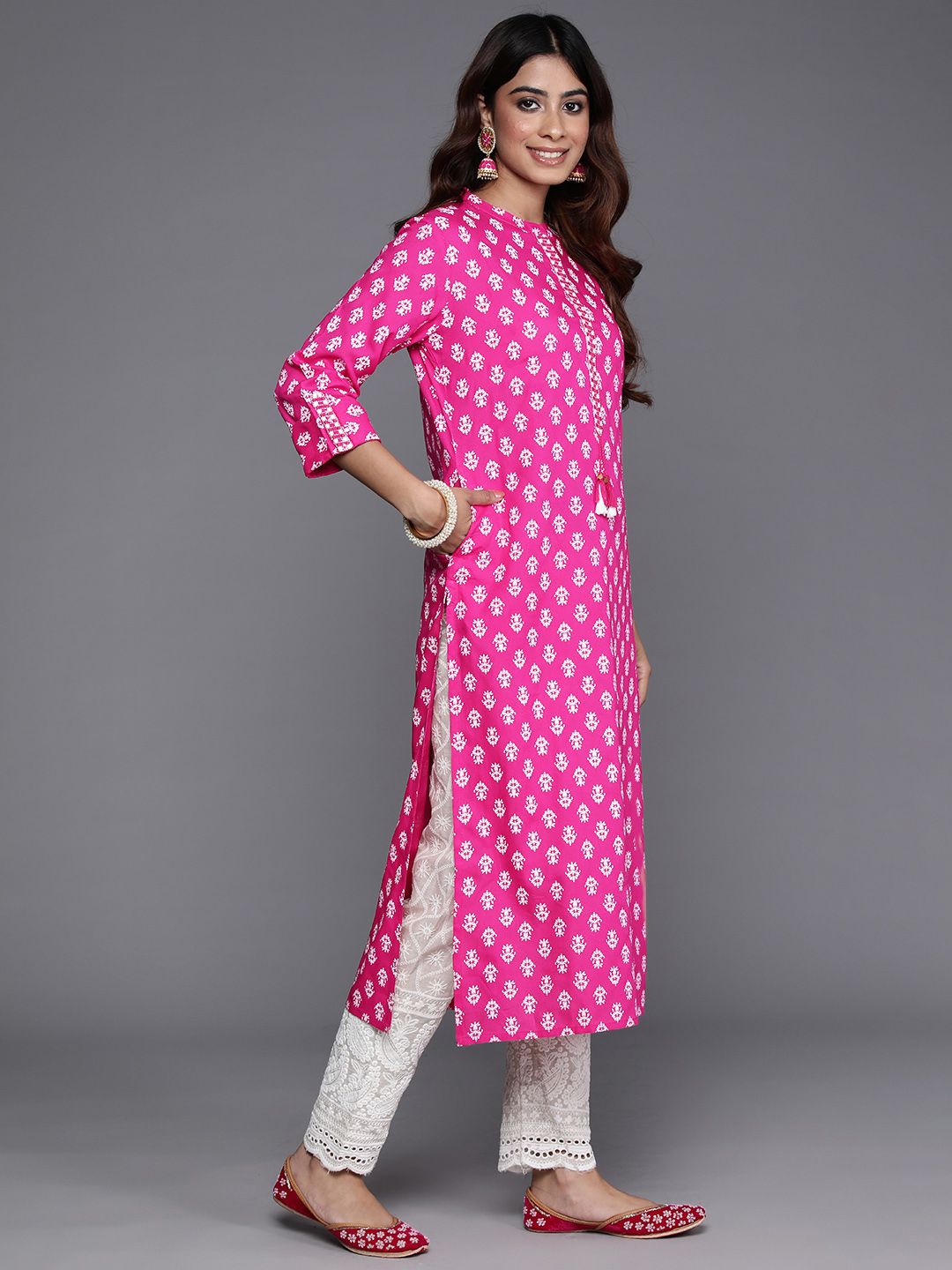 Indyancart IE Women Ethnic Motifs Printed Kurta