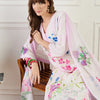 Dhiyona IE Women Floral Printed Regular Linen Kurta & Trousers With Floral Dupatta