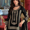 Dhiyona IE Floral Embroidered Round Neck Chinon Zari Straight Kurta & Palazzos With Dupatta