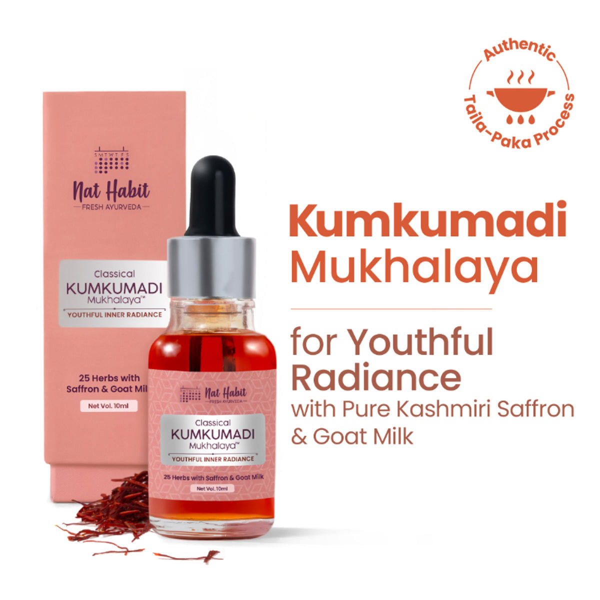 Nat Habit Kumkumadi Youth Revitalising Facial Oil, For Uneven Skin & Dark Spot Removal