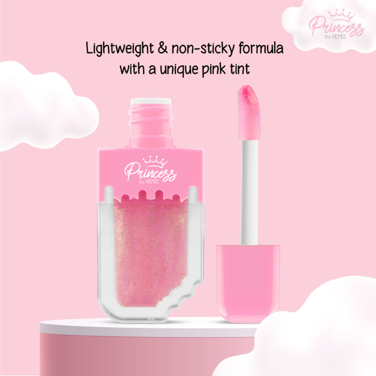Princess By RENEE Sugar Sparkles Color Changing Lip Gloss, PH-Activated, Lightweight & Non-Drying