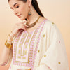 Dhiyona SN Women's Floral Embroidered Pure Cotton Straight Kurta With Palazzo & Dupatta