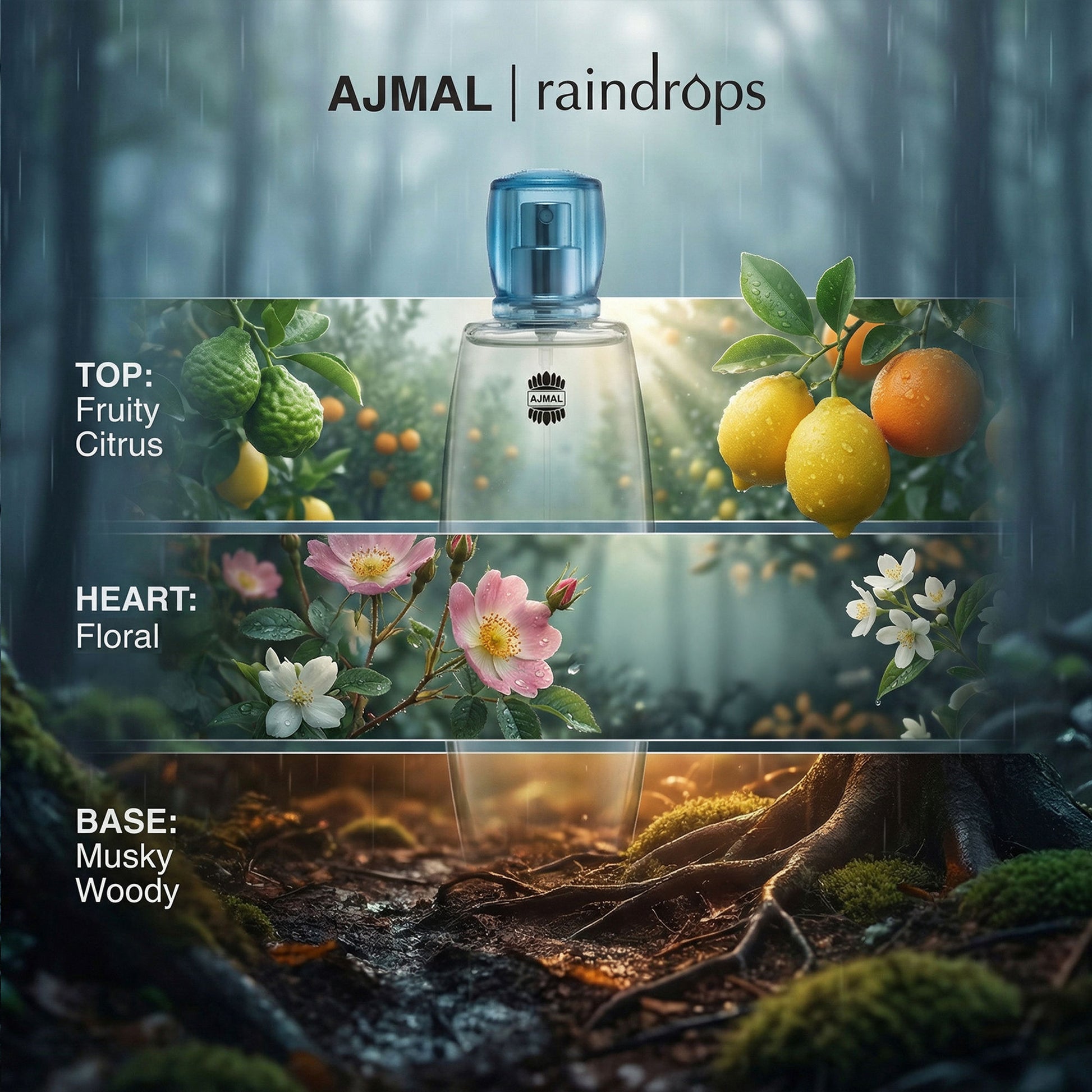 Ajmal Raindrops Eau De Parfum Long Lasting Floral Fruity Fragrance Premium Perfume