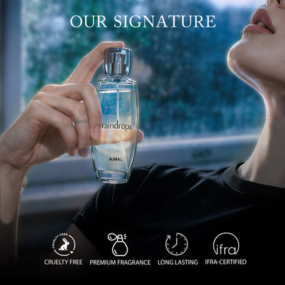 Ajmal Raindrops Eau De Parfum Long Lasting Floral Fruity Fragrance Premium Perfume