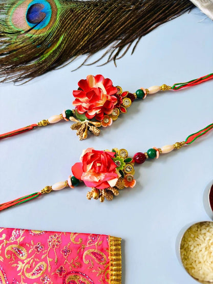 Anouk Set of 2 Floral Handmade Rakhi Set