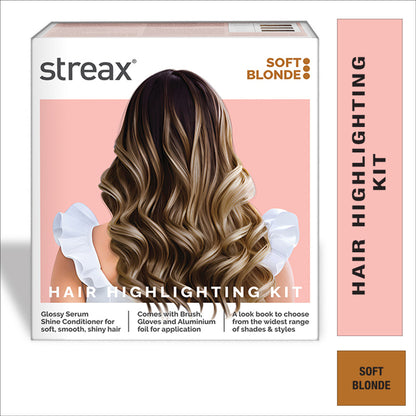 Streax Hair Colour Highlighting Kit - DIY Application, Enriched With Walnut & Argan Oil, Latte Brown - Soft Blonde