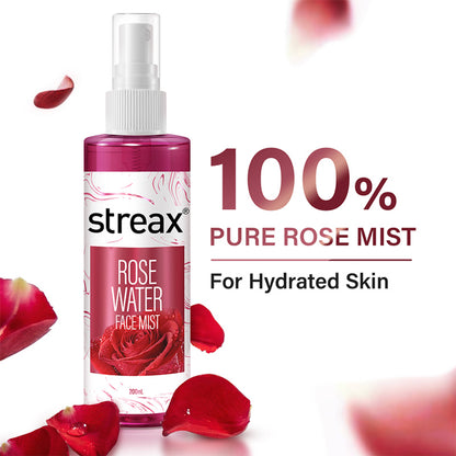 Streax 100% Steam Distilled Rose Water Face Mist/Face Toner Spray