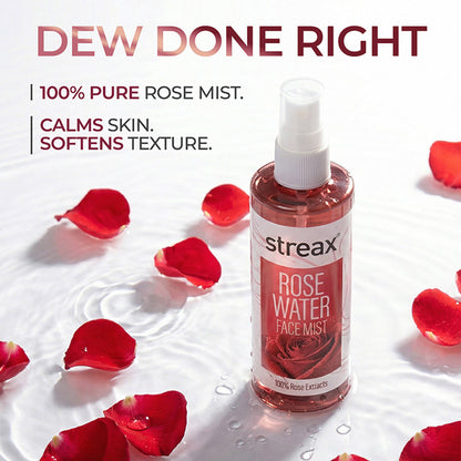 Streax 100% Steam Distilled Rose Water Face Mist/Face Toner Spray
