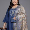 Dhiyona VA Women'sPlus Size Embroidered Thread Work Kurta with Trousers & Dupatta