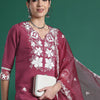 Dhiyona IE Floral Embroidered Thread Work Kurta with Trousers & Dupatta