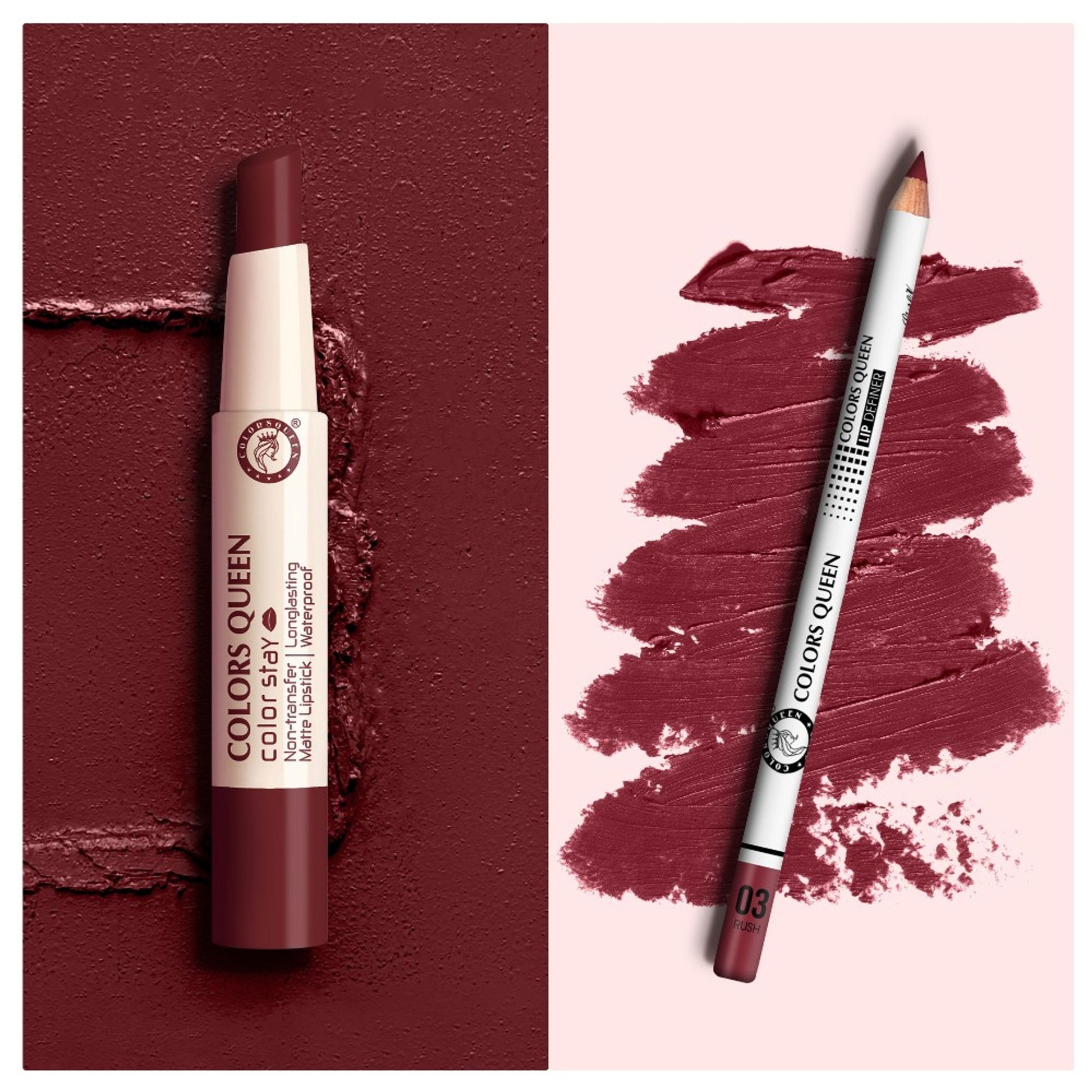 Colors Queen Color Stay Matte Lipstick With Lip Liner - Set 2