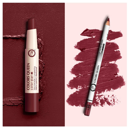 Colors Queen Color Stay Matte Lipstick With Lip Liner - Set 2