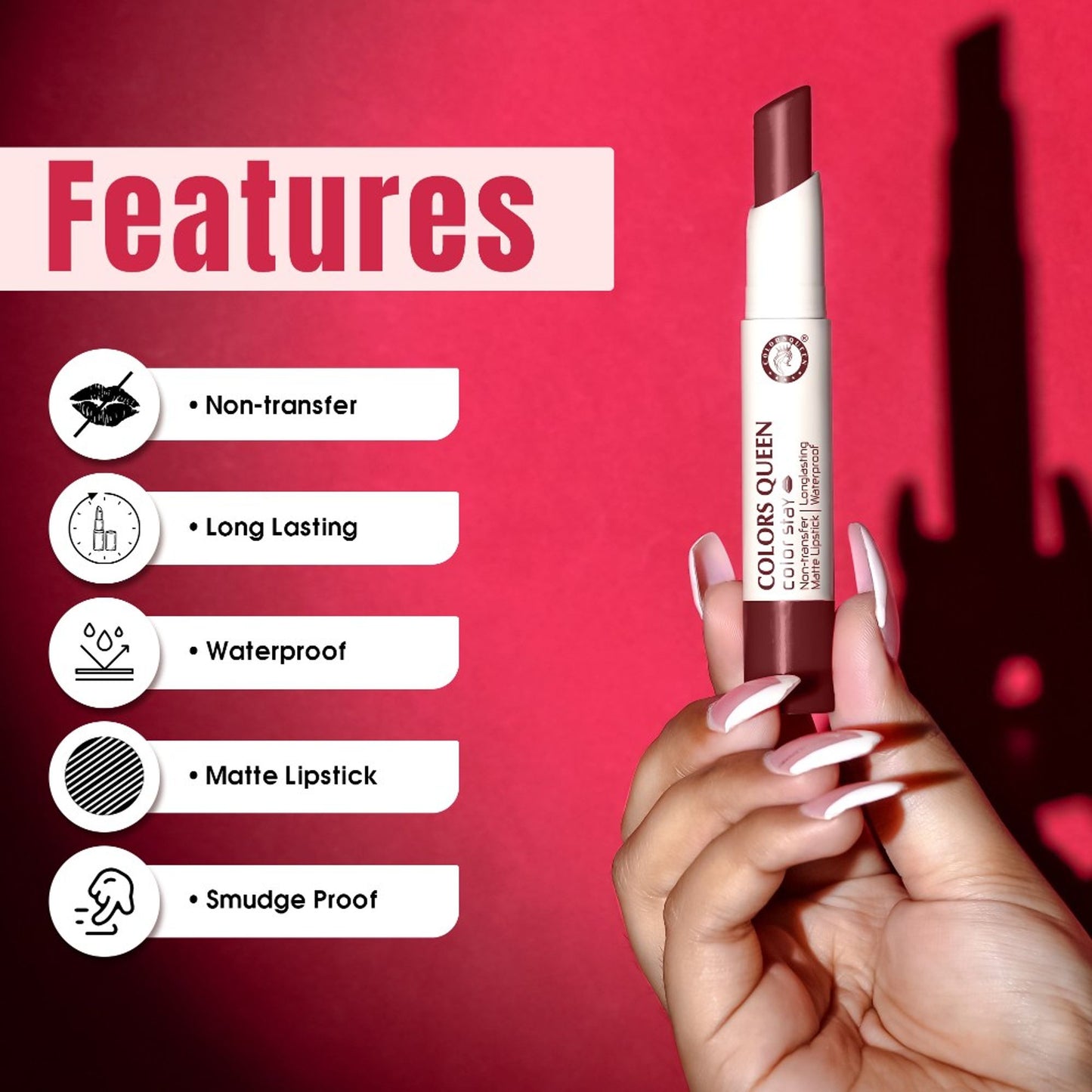 Colors Queen Color Stay Matte Lipstick With Lip Liner - Set 2