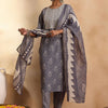 Indyancart IE Floral Printed Pure Cotton Straight Kurta with Trousers & Dupatta