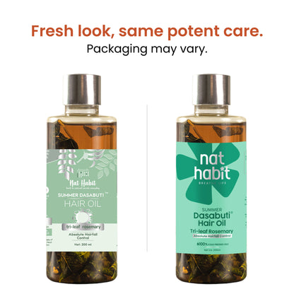Nat Habit Trileaf Rosemary Hair Fall Control Ayurvedic Hair Oil With Hibiscus, Neem & Curry