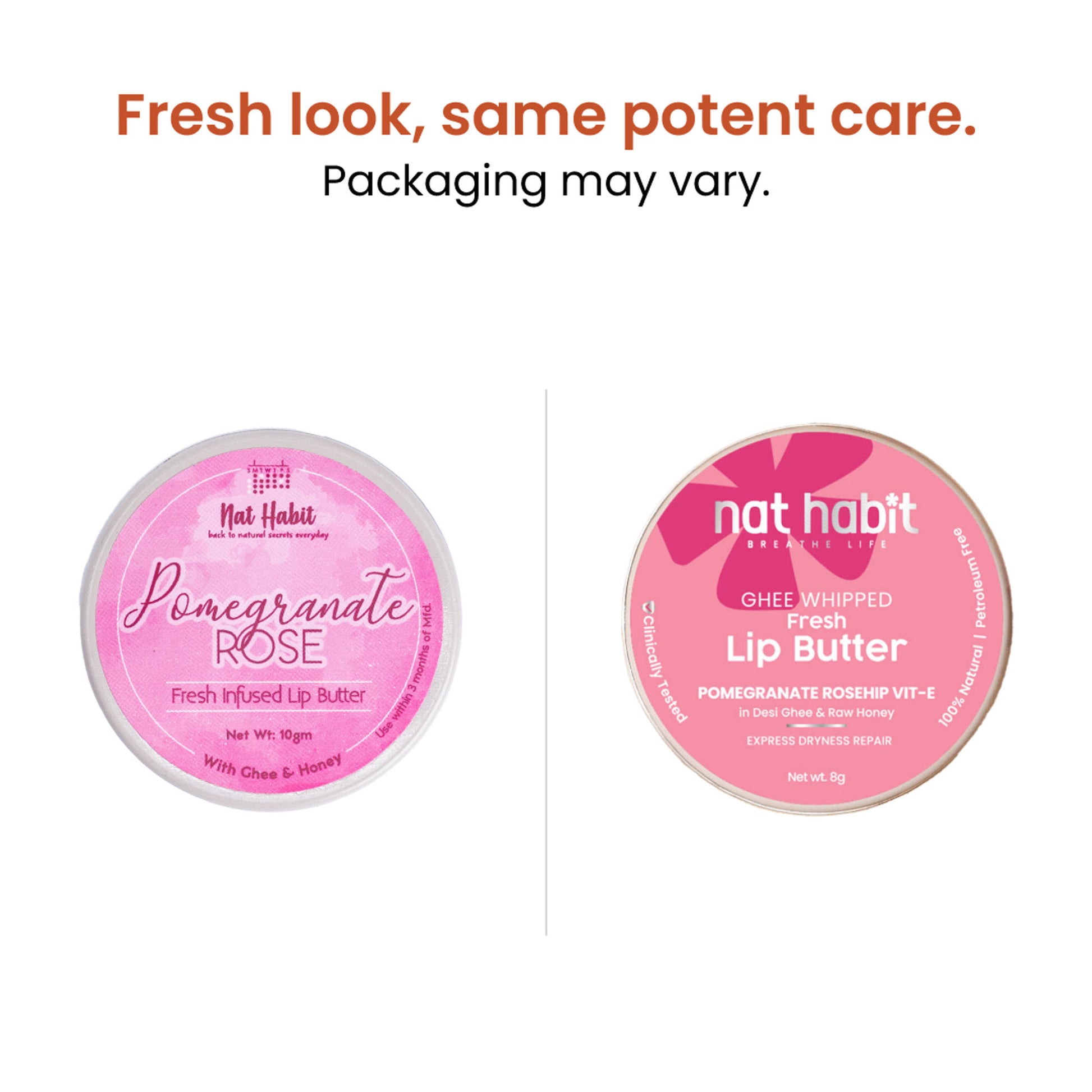 Nat Habit Pomegranate Rose Lip Balm For Dark Pigmented Lips, Lip Butter With Desi Ghee & Honey