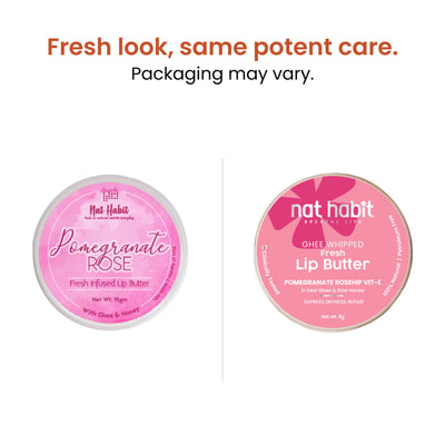 Nat Habit Pomegranate Rose Lip Balm For Dark Pigmented Lips, Lip Butter With Desi Ghee & Honey