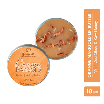 Nat Habit Desi Ghee & Honey Lip Balm, Orange Marigold Lip Butter For Lip Pigmentation & Chapped Lips