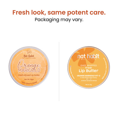 Nat Habit Desi Ghee & Honey Lip Balm, Orange Marigold Lip Butter For Lip Pigmentation & Chapped Lips