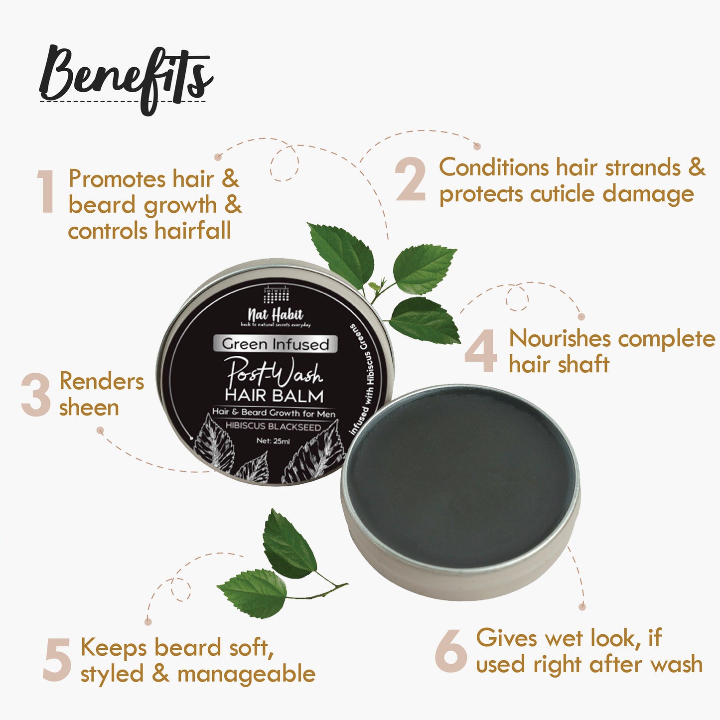 Nat Habit Green Infused Post-Wash Hair Balm - Hibiscus Blackseed
