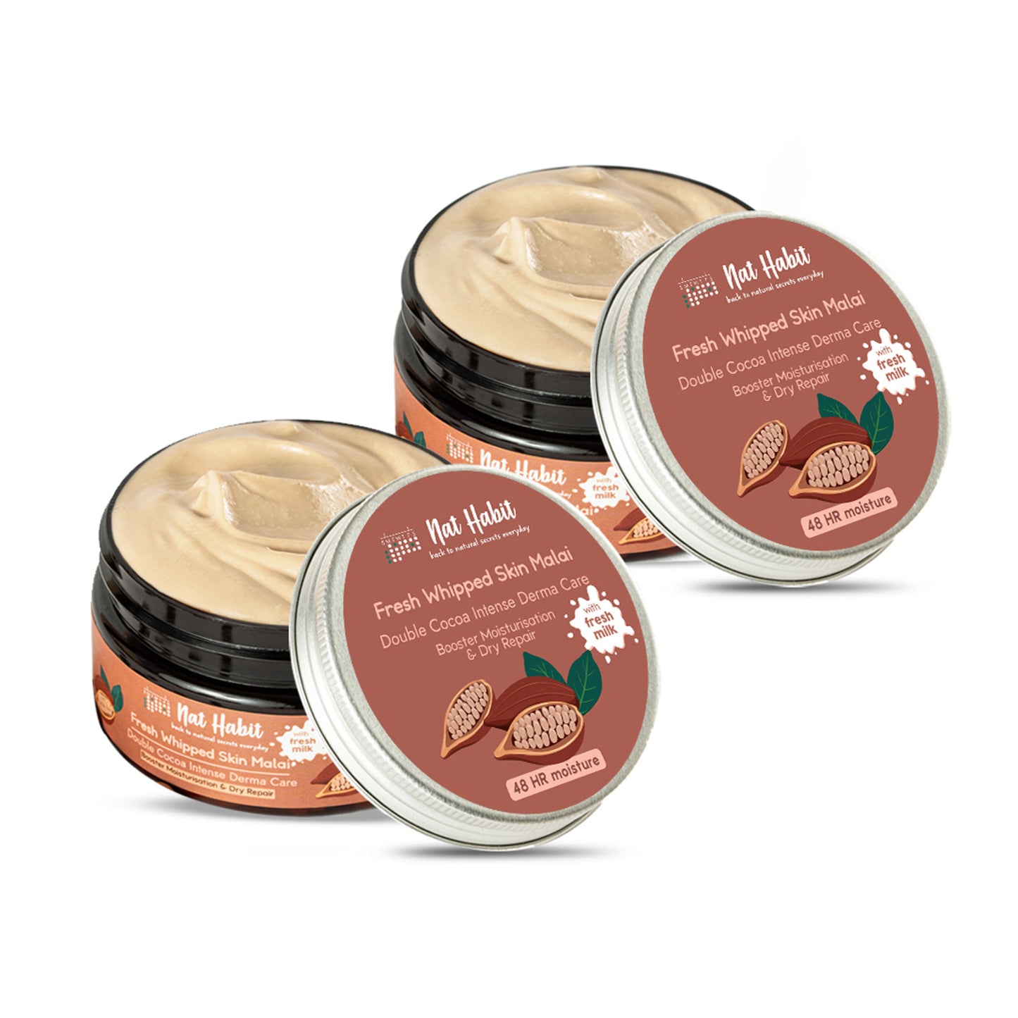 Nat Habit Fresh Whipped Skin Malai Double Cocoa Intense Derma Care Body Butter - Pack of 2