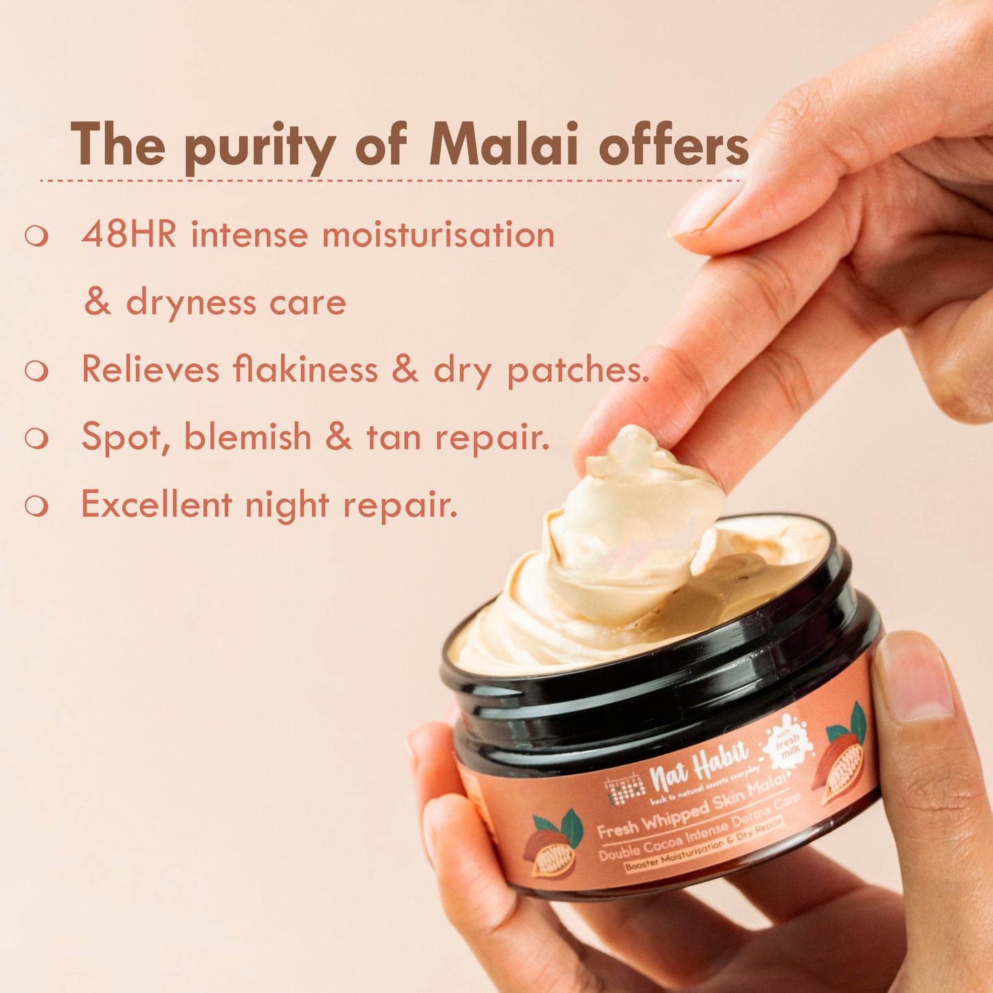Nat Habit Fresh Whipped Skin Malai Double Cocoa Intense Derma Care Body Butter - Pack of 2