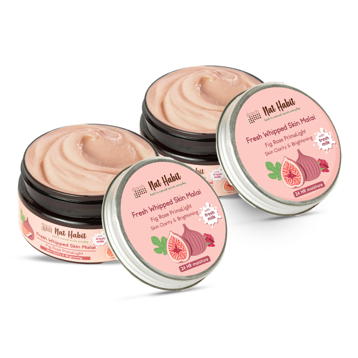 Nat Habit Fresh Whipped Skin Malai Fig Rose Primalight Body Butter - Pack of 2