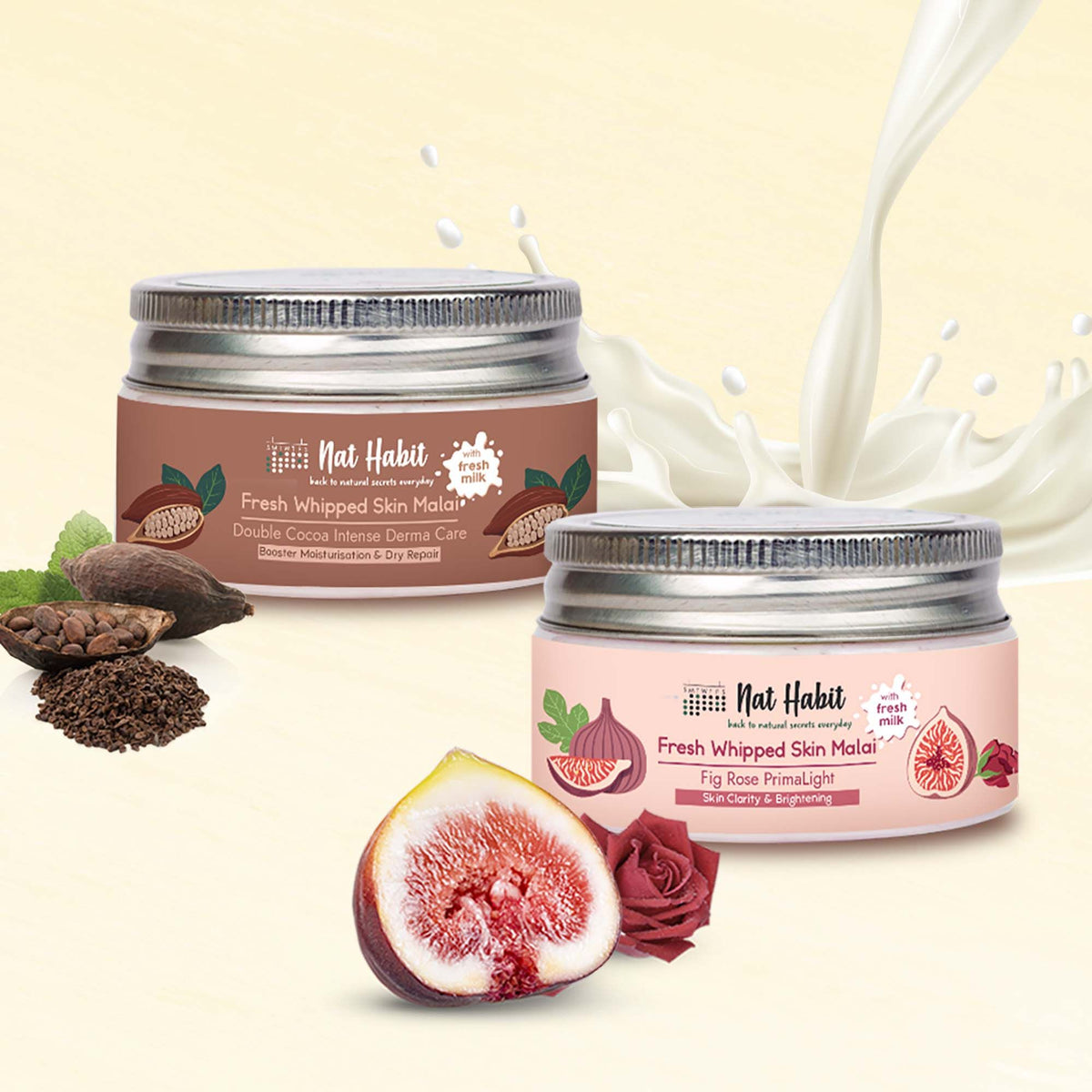 Nat Habit Fresh Whipped Skin Malai Fig Rose Primalight Body Butter - Pack of 2