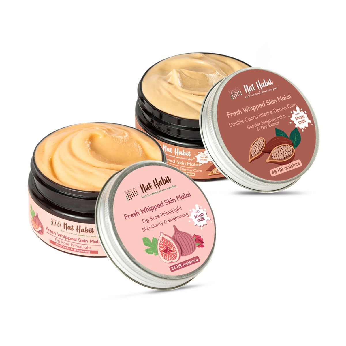 Nat Habit Skin Malai Fig Rose Clarity & Brightening and Double Cocoa Mositurisation & Dry Repair