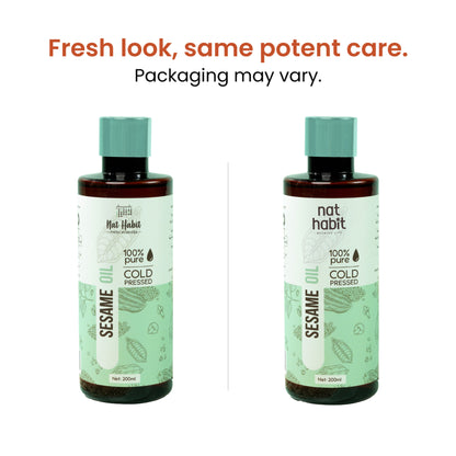Nat Habit 100% Pure Cold Pressed White Sesame Til Seed Oil, Skin Hair Body Moisturizer & Vitamin E
