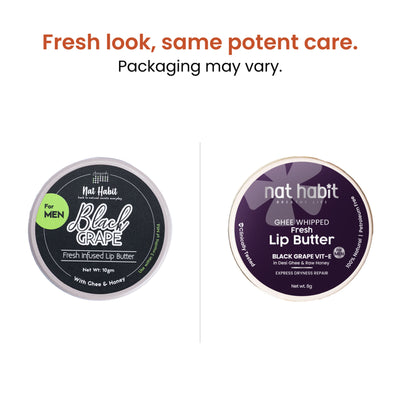 Nat Habit Desi Ghee & Honey Lip Balm- Non Tinted Black Grape Lip Butter For Dark Lip Lightening, Men