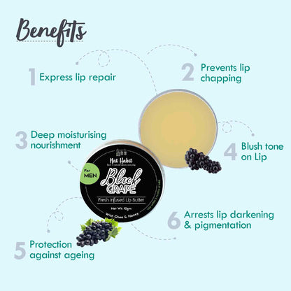 Nat Habit Desi Ghee & Honey Lip Balm- Non Tinted Black Grape Lip Butter For Dark Lip Lightening, Men