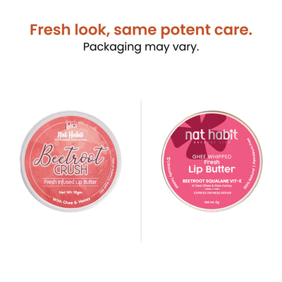 Nat Habit Desi Ghee & Honey Lip Balm- Beetroot Crush Lip Butter For Natural Pink Lips & Chapped Lips