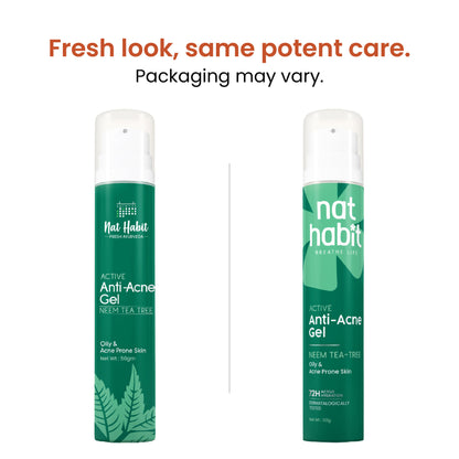 Nat Habit Active Anti Acne Neem Tea Tree Face Gel Moisturiser For Oily & Acne Prone Skin