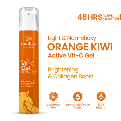 Nat Habit Active Orange Kiwi Vitamin C Face Gel Moisturiser For Brightening & Collagen Boost