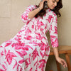 Dhiyona IE Floral Printed V Neck Panelled A-Line Kurta