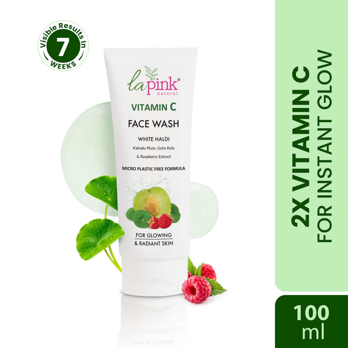 La Pink Vitamin C Face Wash With White Haldi Gotu Kola Brightens And Evens Skin Tone