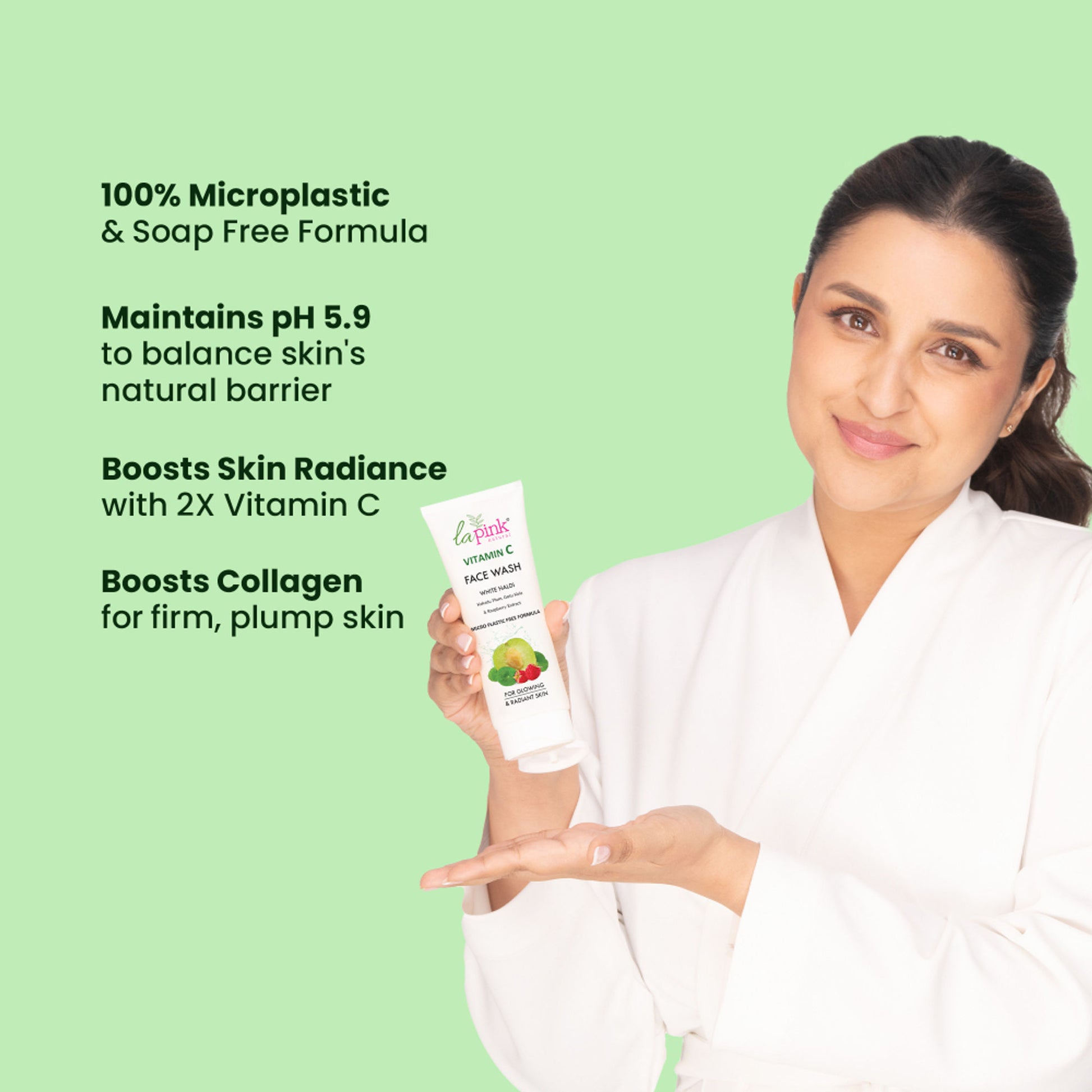La Pink Vitamin C Face Wash With White Haldi Gotu Kola Brightens And Evens Skin Tone