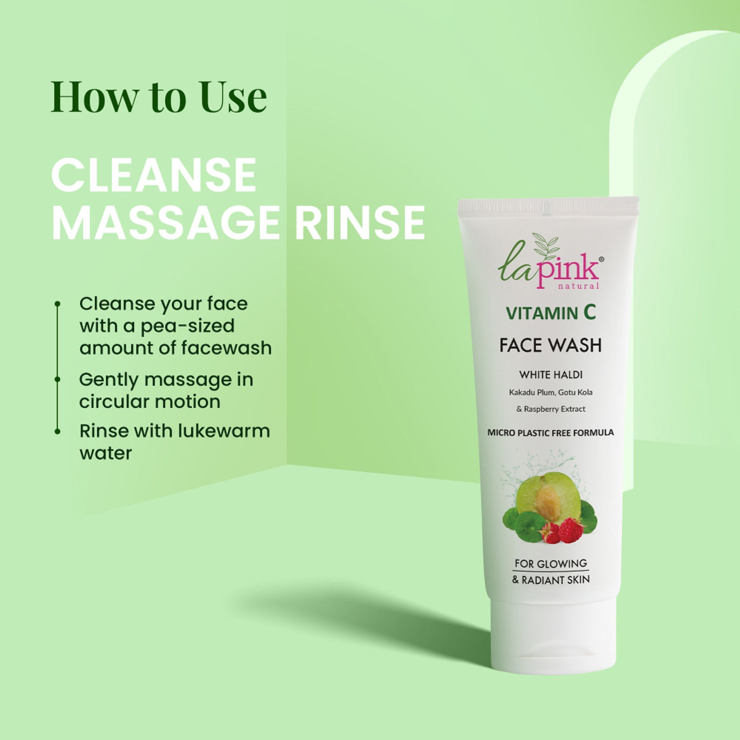 La Pink Vitamin C Face Wash With White Haldi Gotu Kola Brightens And Evens Skin Tone