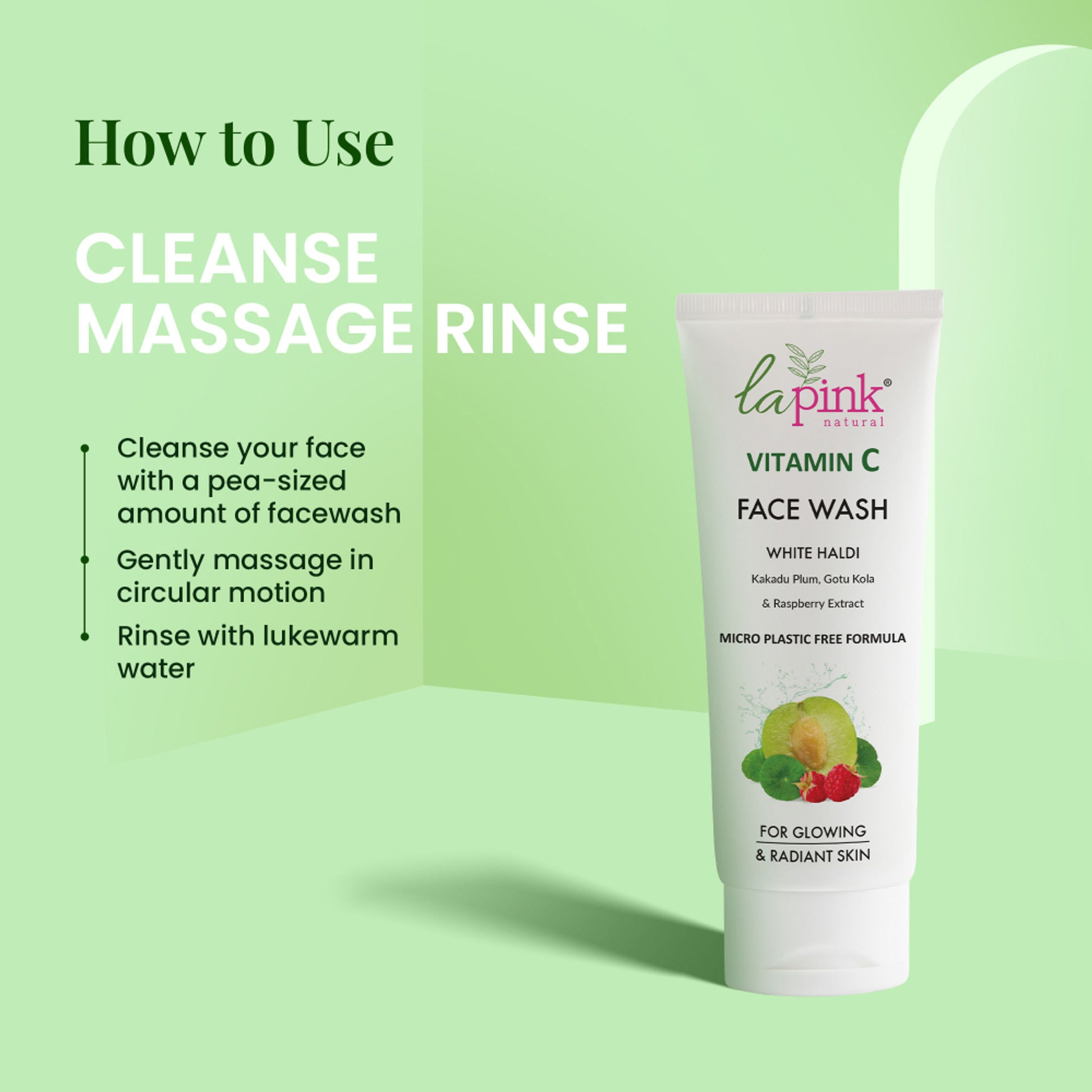 La Pink Vitamin C Face Wash With White Haldi Gotu Kola Brightens And Evens Skin Tone