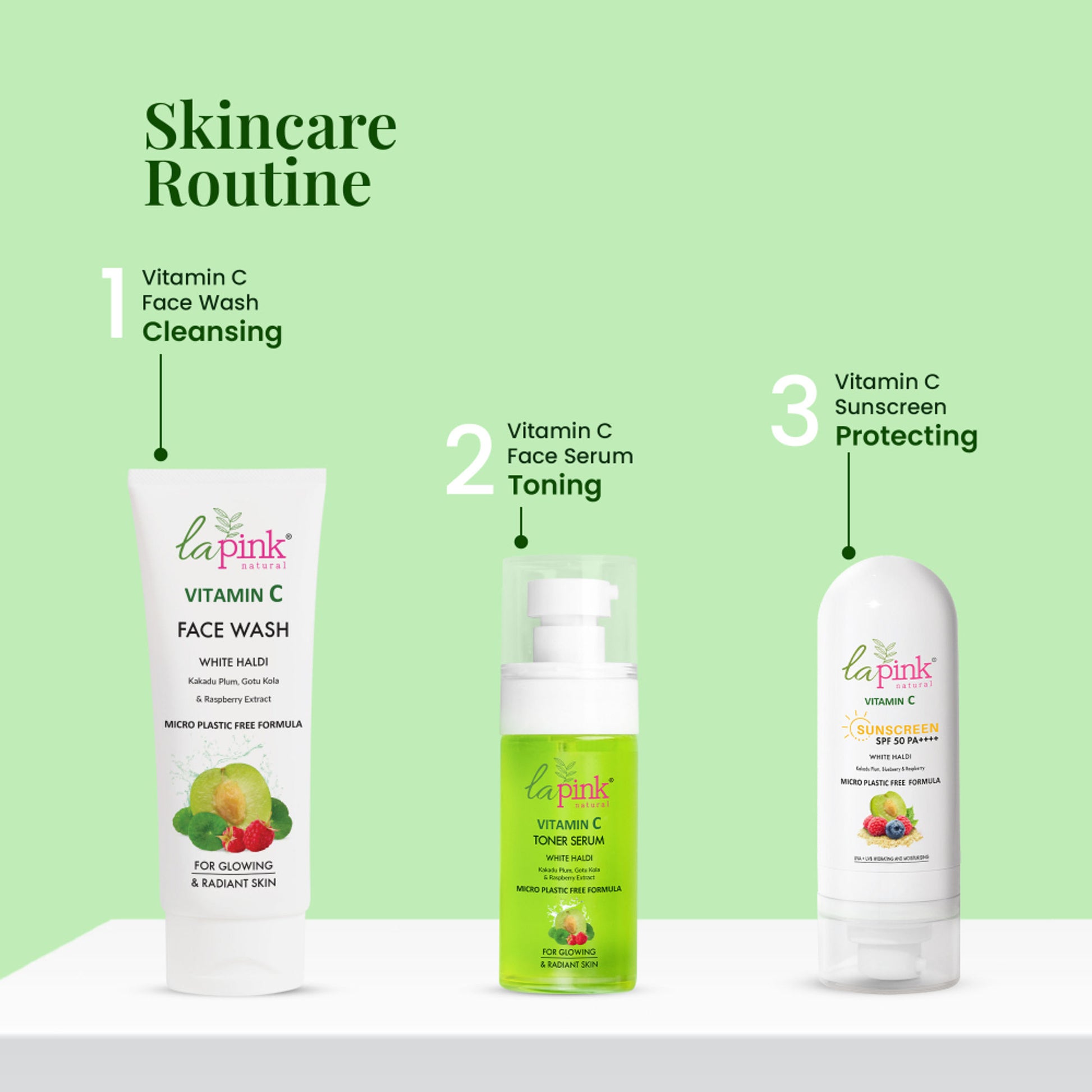 La Pink Vitamin C Face Wash With White Haldi Gotu Kola Brightens And Evens Skin Tone