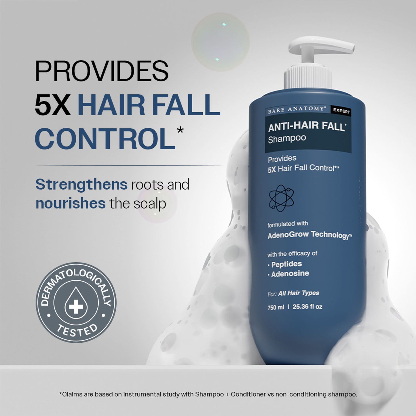 Bare Anatomy Anti-Hair Fall Shampoo 5X Hair Fall Control With Peptides
