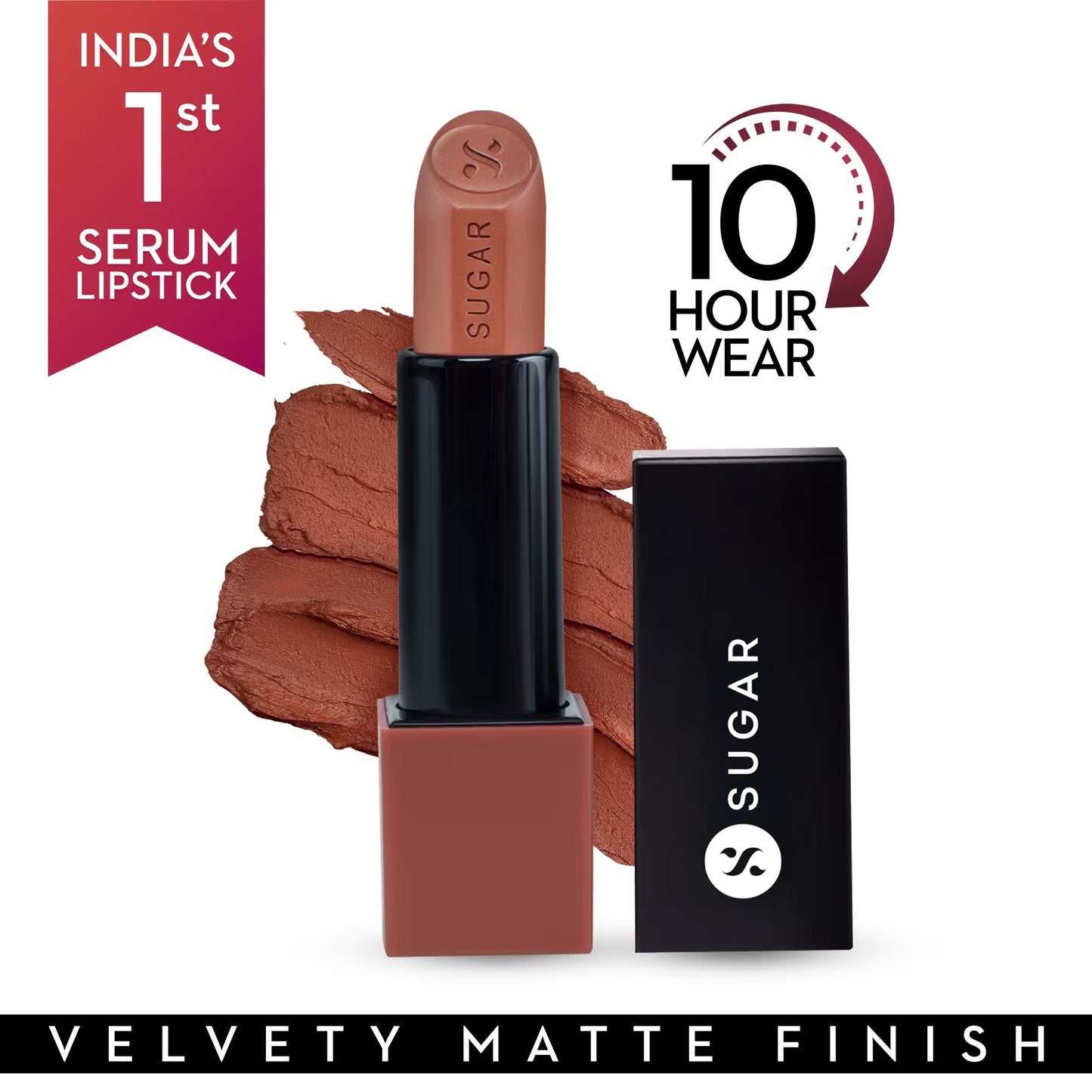 SUGAR Glide Peptide Serum Lipstick HA + Vit E Velvet Matte - 01 Santorini Sunset