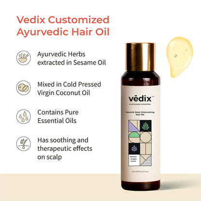 Vedix Hair Oil - Normal/Oily Scalp -Curly&Wavy Hair - Jeevath Root Stimulating Hair Oil