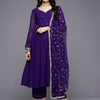Indyancart VA Embroidered Empire Zari Kurta With Palazzos & Dupatta