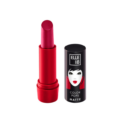 Elle 18 Color Pop Matte Lip Color in R35 Red Wave, featuring a bold red lipstick in a sleek tube, ready for a vibrant look.