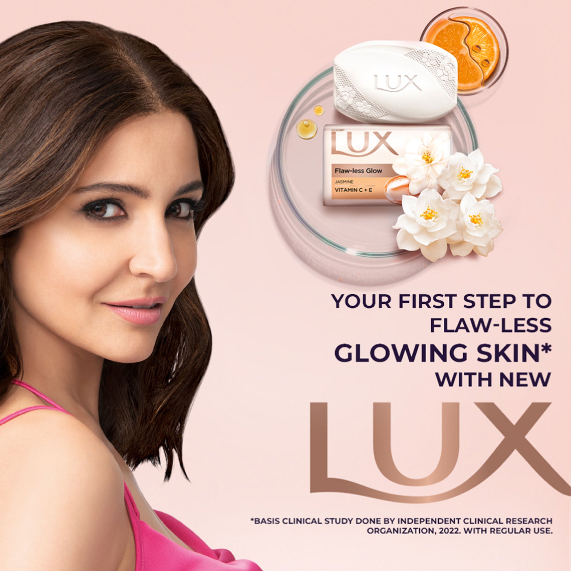 Lux Flaw-Less Glow Jasmine Bathing Soap Infused With Vitamin C & E - Buy 4 Get 1 Free