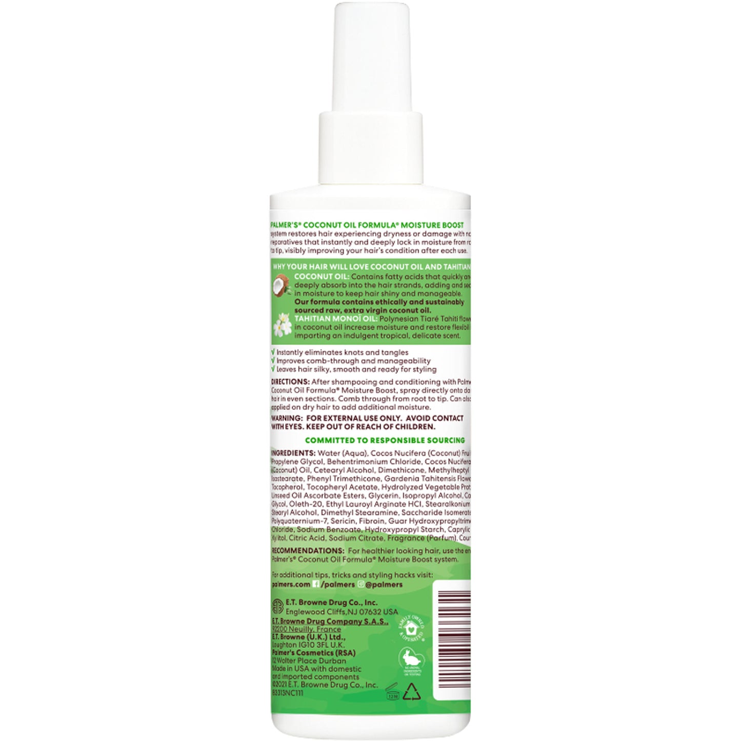 Palmer’S Coconut Oil Leave-In Conditioner For Moisture Boost & Minimized Frizz, Free Of Sulfates