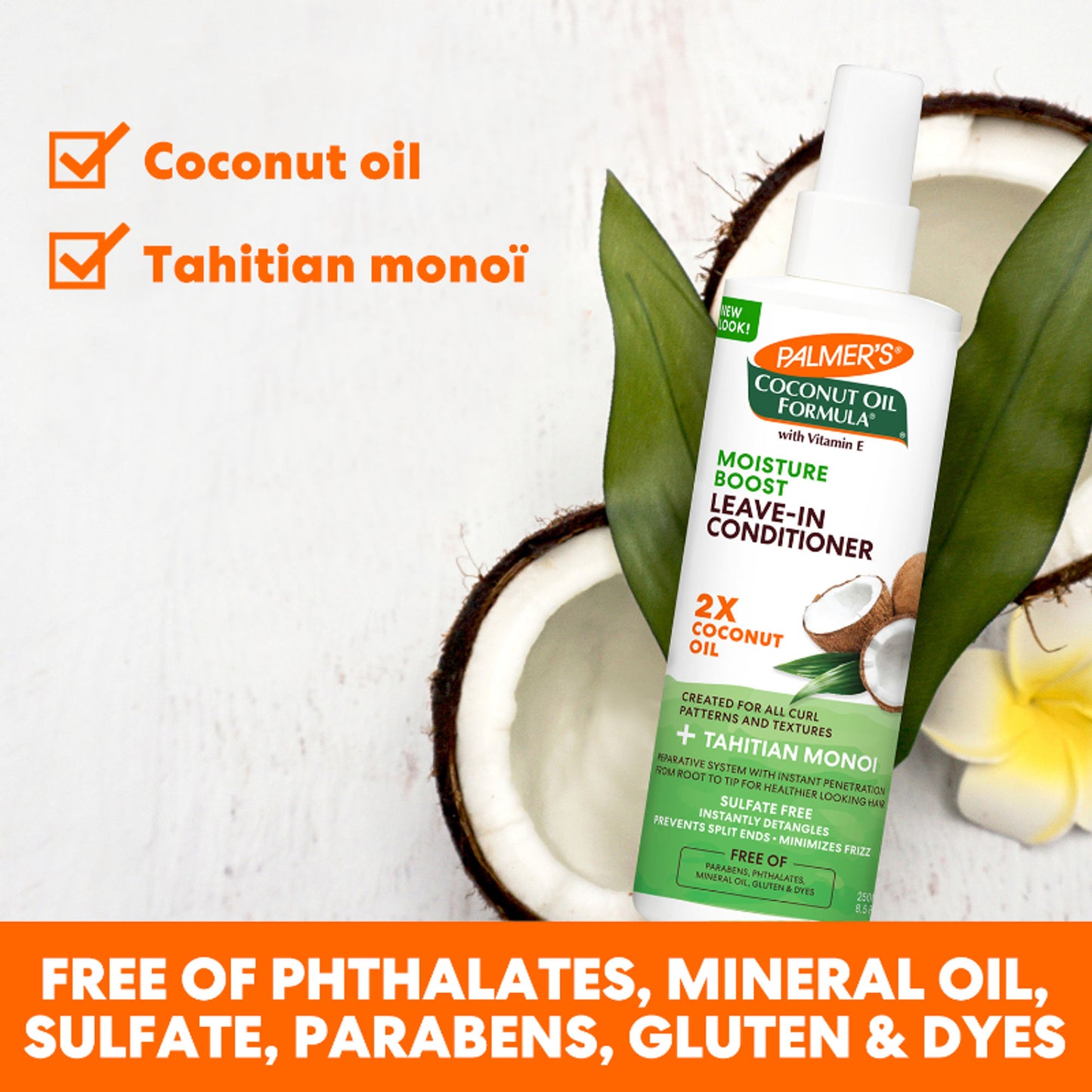 Palmer’S Coconut Oil Leave-In Conditioner For Moisture Boost & Minimized Frizz, Free Of Sulfates